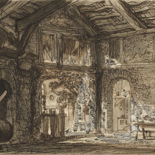 image for: Lluís Rigalt - Interior d&#039;una masia - Cap a 1874