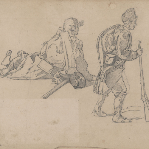 image for: Josep Lluís Pellicer - Estudi de soldats - Cap a 1872-1876