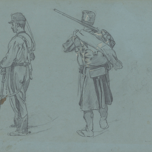 image for: Josep Lluís Pellicer - Estudi de soldats - Cap a 1872-1876