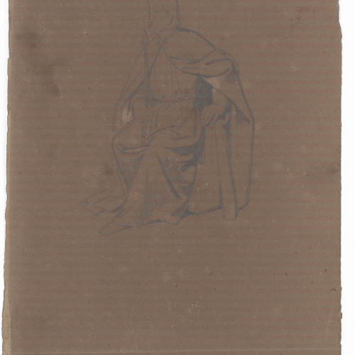 image for: Claudi Lorenzale - Home assegut i esbós de braços i de mans (anvers) / Estudi de figura (revers) - Cap a 1850-1870 [1]