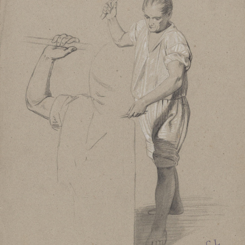 image for: Claudi Lorenzale - Ferrer a l&#039;enclusa i estudi de la mà dreta que empunya el martell - Cap a 1860-1880