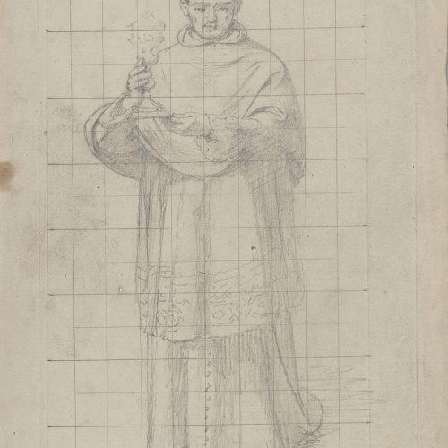 image for: Claudi Lorenzale - Estudi de Sant Carles Borromeu per a la figura dreta del «Retaule de sant Benet» de l&#039;abadia de Montserrat - Cap a 1885