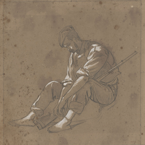 image for: Josep Lluís Pellicer - Estudi de soldat - Cap a 1872-1876