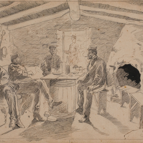 image for: Josep Lluís Pellicer - Monte Esquinza. Interior de la cabana del brigadier Acellana - 1875