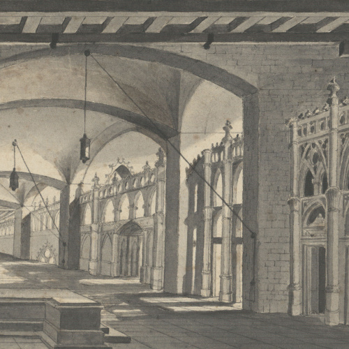 image for: Pau Rigalt - Interior d&#039;una sala gòtica (escenografia) - Cap a 1820-1830