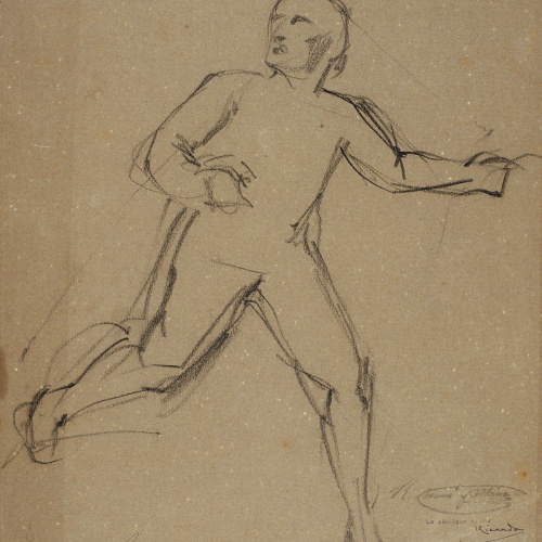 image for: Ramon Martí i Alsina - Estudi de sometent en actitud de caminar per al quadre «El Sometent del Bruc» - Cap a 1866