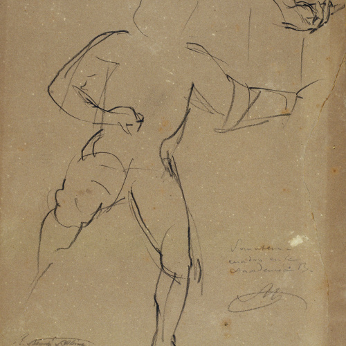 image for: Ramon Martí i Alsina - Estudi de figura dempeus i una mà per al quadre El Sometent del Bruc - Cap a 1866
