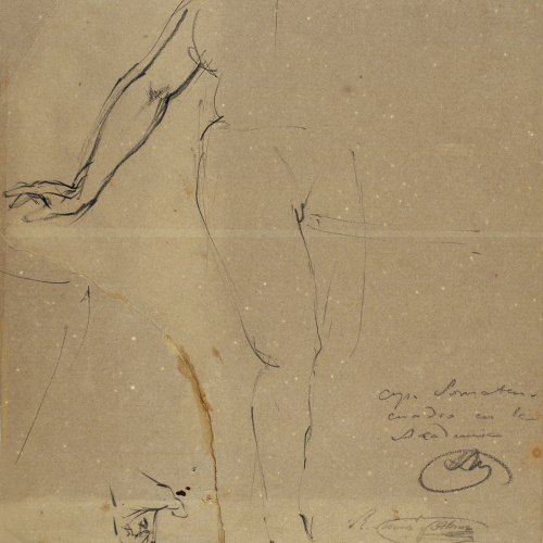image for: Ramon Martí i Alsina - Esbós de figura sencera sense cap per al quadre«El Sometent del Bruc» - Cap a 1866