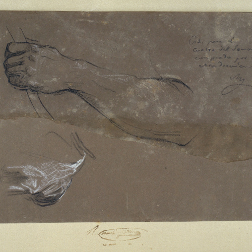 image for: Ramon Martí i Alsina - Estudi de braç i tros de roba per al quadre El Sometent del Bruc - Cap a 1866