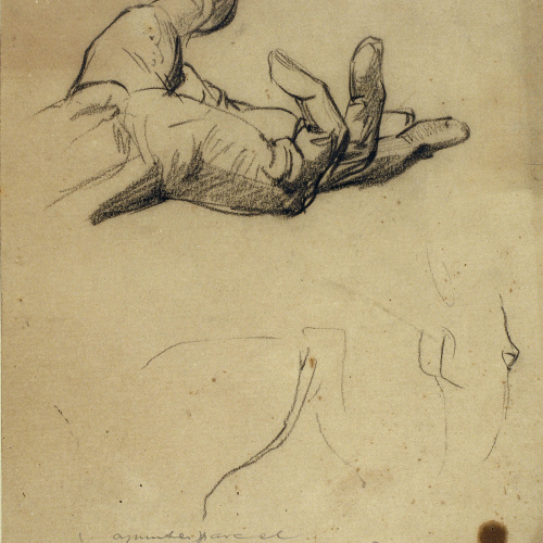 image for: Ramon Martí i Alsina - Estudi de mà per al quadre «El Sometent del Bruc» - Cap a 1866