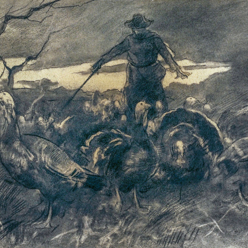 Arcadi Mas i Fondevila - El capvespre dels galls - 1897 image for: Arcadi Mas i Fondevila - El capvespre dels galls - 1897