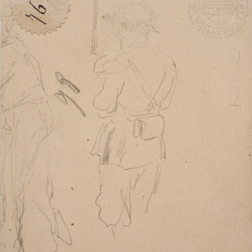 image for: Josep Lluís Pellicer - Galeras desde Sta. Lucía (anvers) / Croquis de soldats carlistes (revers) - [no-dating]