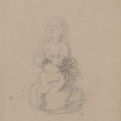 image for: Claudi Lorenzale - Nena agenollada pregant - Cap a 1850-1870