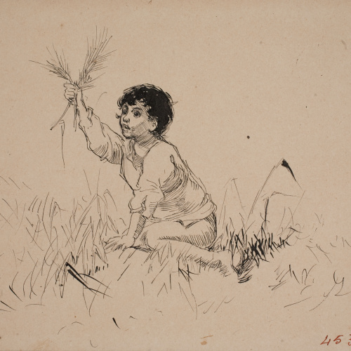 image for: Josep Lluís Pellicer - Nen amb espigues de blat - 1890
