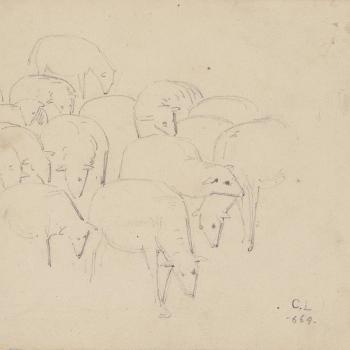 image for: Claudi Lorenzale - Ramat d&#039;ovelles (anvers) / Apunt de ramat d&#039;ovelles (revers) - Cap a 1850-1870