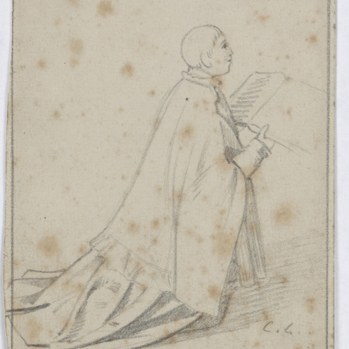 image for: Claudi Lorenzale - Sacerdot agenollat llegint un llibre - Cap a 1850-1870