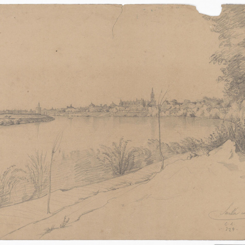 image for: Claudi Lorenzale - Vista panoràmica de Sevilla des del riu Guadalquivir - Sevilla, 1843