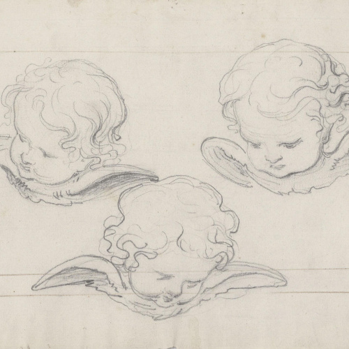 image for: Claudi Lorenzale - Tres caps de querubins - Cap a 1850-1870