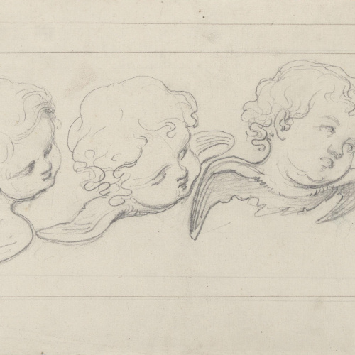 image for: Claudi Lorenzale - Tres caps de querubins - Cap a 1850