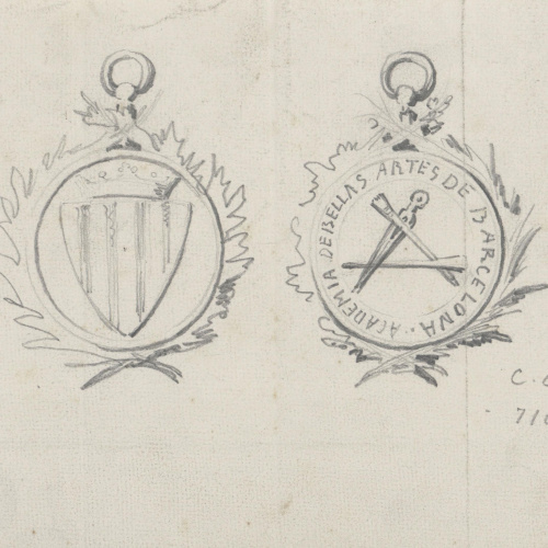 image for: Claudi Lorenzale - Projecte de medalla de l&#039;Acadèmia de Belles Arts de Barcelona - Cap a 1860-1880