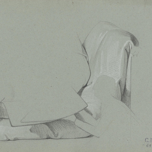 image for: Claudi Lorenzale - Vestimenta (anvers) / Estudi de mans creuades descansant sobre una faldilla (revers) - Cap a 1850-1870