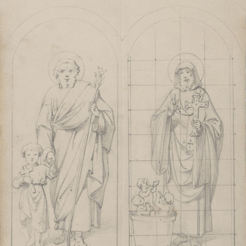 image for: Claudi Lorenzale - Sant Josep amb el Nen i Sant Nicolau - Cap a 1850-1870