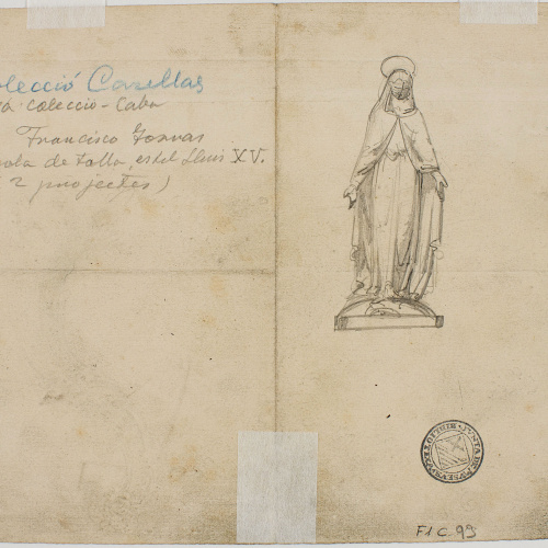image for: Francesc Torras - Projecte d&#039;una consola estil Lluís XVI (anvers) / Mare de Déu (revers) - Cap a 1851
