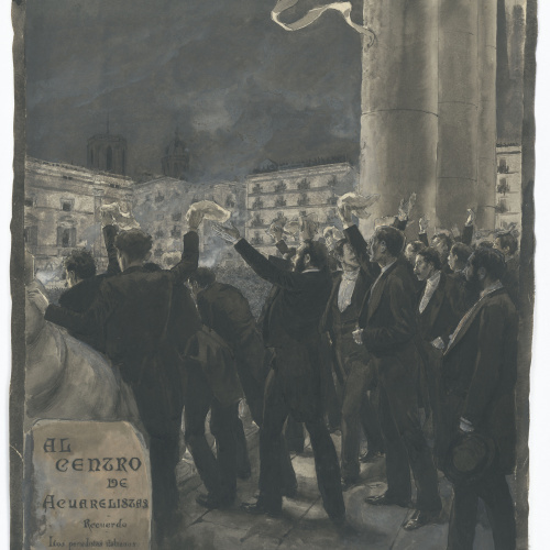 image for: Josep Lluís Pellicer - Periodistes italians al balcó de l'Ajuntament de Barcelona - Cap a 1886