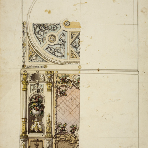 image for: Achille Battistuzzi - Projecte de decoració de sostre i mur - Cap a 1860-1880