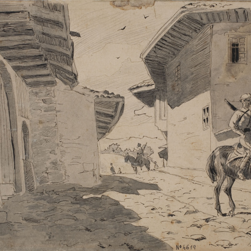 image for: Josep Lluís Pellicer - Una calle de Sistova en el barrio turco - 1877