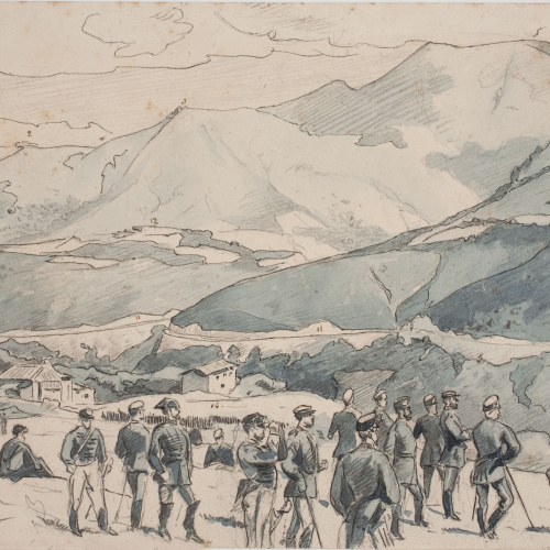 image for: Josep Lluís Pellicer - Vista de la batalla de Galdames des de Montellano - 1874