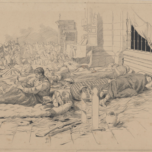 image for: Josep Lluís Pellicer - Somorrostro. Hospital de sangre en la iglesia de San Juan: mañana del 26 de febrero, horas después del combate de Abanto - 1874