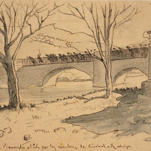 image for: Josep Lluís Pellicer - Pas del pont del Somorrostro pels caçadors de Ciudad-Rodrigo - Cap a 1874