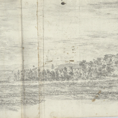 image for: Pau Rigalt - Vista panoràmica d&#039;un poble - Cap a 1820-1840