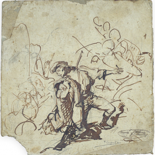 image for: Ramon Martí i Alsina - Somatent agenollat per al quadre «El Sometent del Bruc» - Cap a 1866