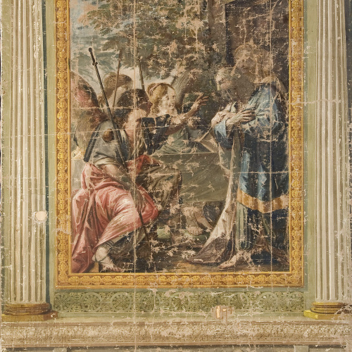 image for: Francesc Pla Duran dit &quot;El Vigatà&quot; - Sala Bíblica (Casa Clarós o Serra). Curació de la ceguesa del pare de Tobies - Últim quart del segle XVIII
