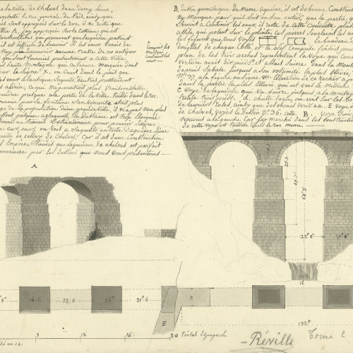 image for: Jacques Moulinier - Plans, alçats i perspectiva de l&#039;aqüeducte de Xelva - Cap a 1801-1803