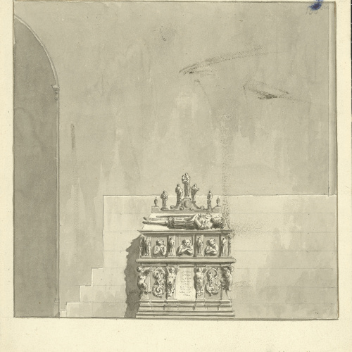 image for: Anònim - Vista del segon sepulcre del «prohom vinculador», Ramon Folch VI de Cardona, a l'església del Monestir de Poblet - Cap a 1801-1803