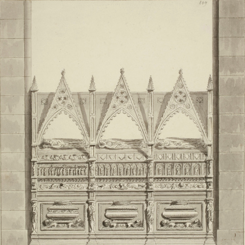 image for: Alexandre de Laborde - Vista frontal d&#039;un sepulcre reial i dels Cardona del monestir de Poblet - Cap a 1801-1803