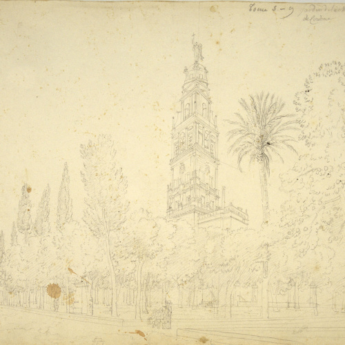 image for: François Ligier - Vista del jardí de la mesquita de Còrdova - Cap a 1801-1803
