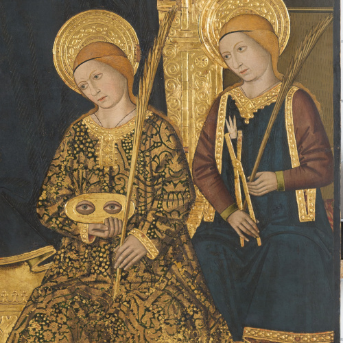 image for: Domingo Ram - Mare de Déu amb el Nen envoltada de santes màrtirs i àngels cantors - Cap a 1477 [1]