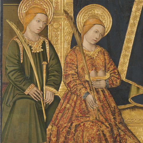 image for: Domingo Ram - Mare de Déu amb el Nen envoltada de santes màrtirs i àngels cantors - Cap a 1477 [2]