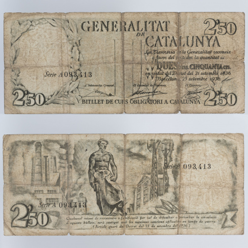 image for: Generalitat de Catalunya - 2,50 pessetes - 25.09.1936
