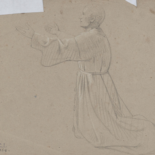 Claudi Lorenzale - Frare agenollat amb els braços en actitud de súplica - Cap a 1850-1870 image for: Claudi Lorenzale - Frare agenollat amb els braços en actitud de súplica - Cap a 1850-1870