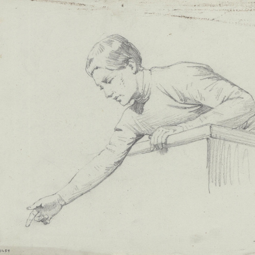 image for: Claudi Lorenzale - Estudi de Jove abocat a una tribuna per al quadre «Els ambaixadors de la Diputació a Vilafranca prohibeixen a la reina Joana que acompanyi el Príncep de Viana a Barcelona» - Cap a 1870