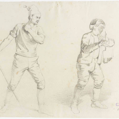 image for: Claudi Lorenzale - Estudis de figures masculines - Cap a 1850-1870