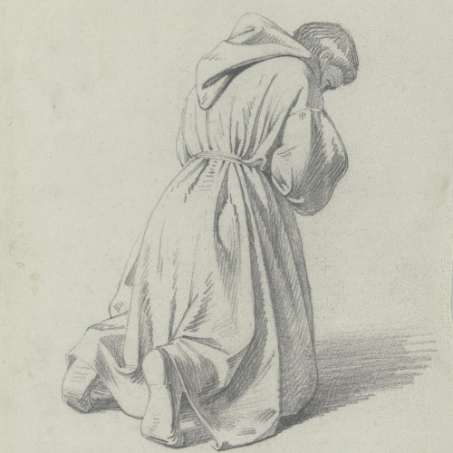 image for: Claudi Lorenzale - Estudi de frare meditant per al quadre de la «Mort del rei Pere III a Vilafranca» - Cap a 1870