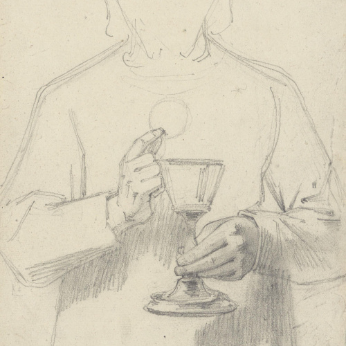 image for: Claudi Lorenzale - Estudi de Jesús en actitud de donar la Comunió - Cap a 1850-1870