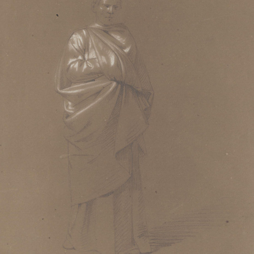 image for: Claudi Lorenzale - Home amb indumentària medieval - Cap a 1850-1870