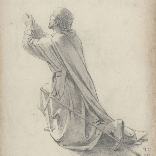 Claudi Lorenzale - Estudi de figura suplicant per al quadre «Mort del rei Pere III a Vilafranca» - Cap a 1870 image for: Claudi Lorenzale - Estudi de figura suplicant per al quadre «Mort del rei Pere III a Vilafranca» - Cap a 1870